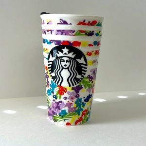 RARE- Starbucks 10oz 2016 Floral Dot Collection Ceramic Tumbler